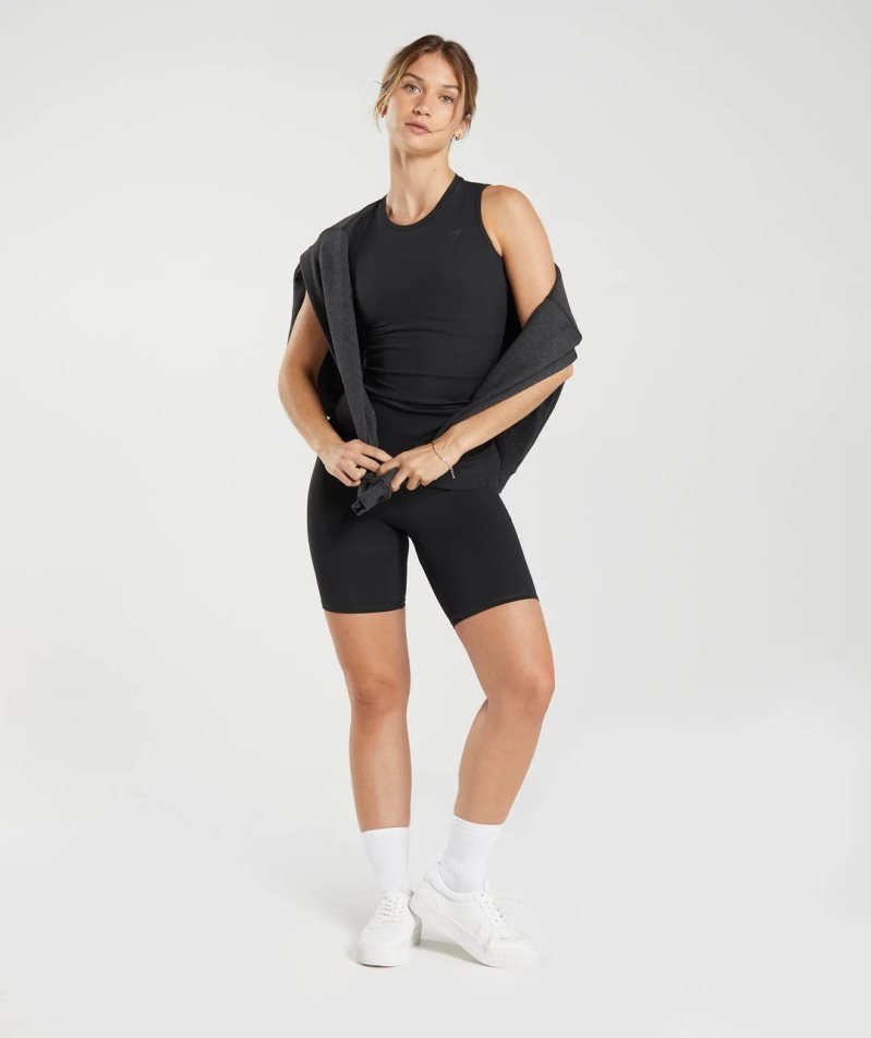 Women's Gymshark Elevate Asymmetric Tanks Black | CA 671NA3